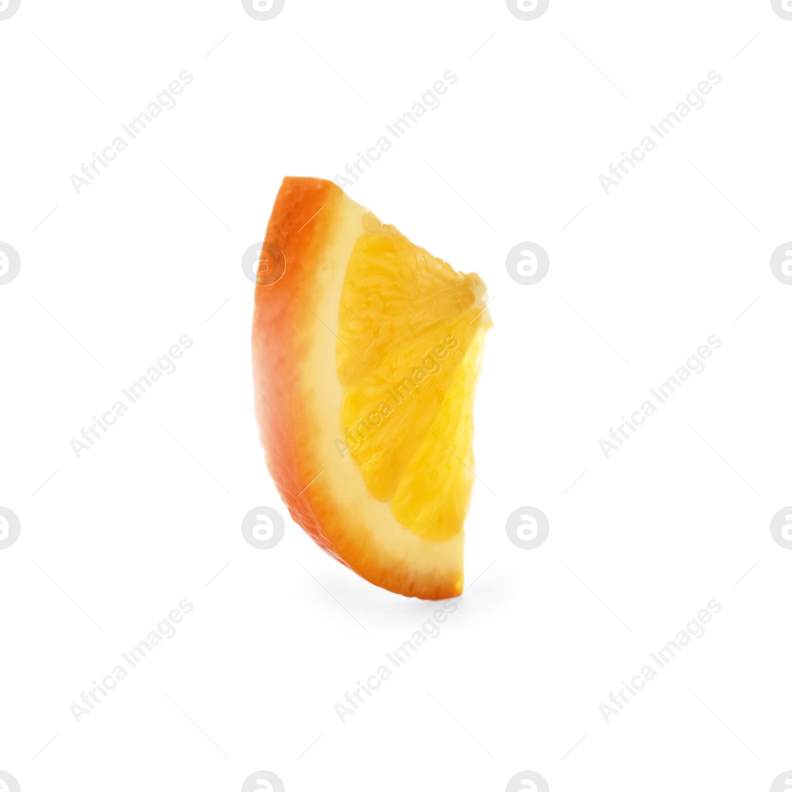 Photo of Slice of ripe orange isolated on white