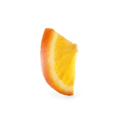 Photo of Slice of ripe orange isolated on white