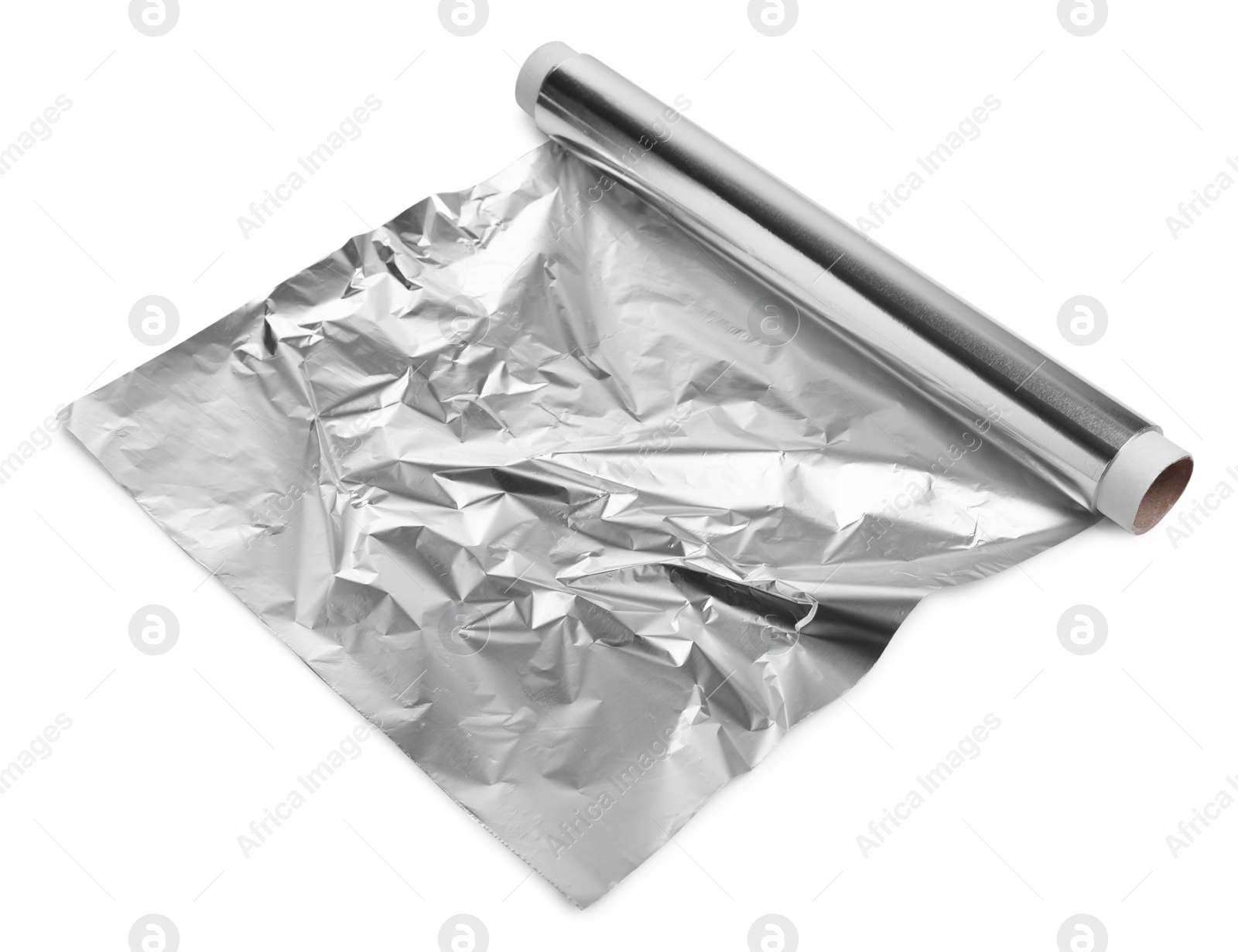 Photo of Roll of aluminum foil isolated on white