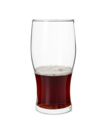 Half full glass of beer isolated on white