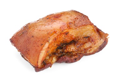 Photo of Piece of tasty baked pork belly isolated on white