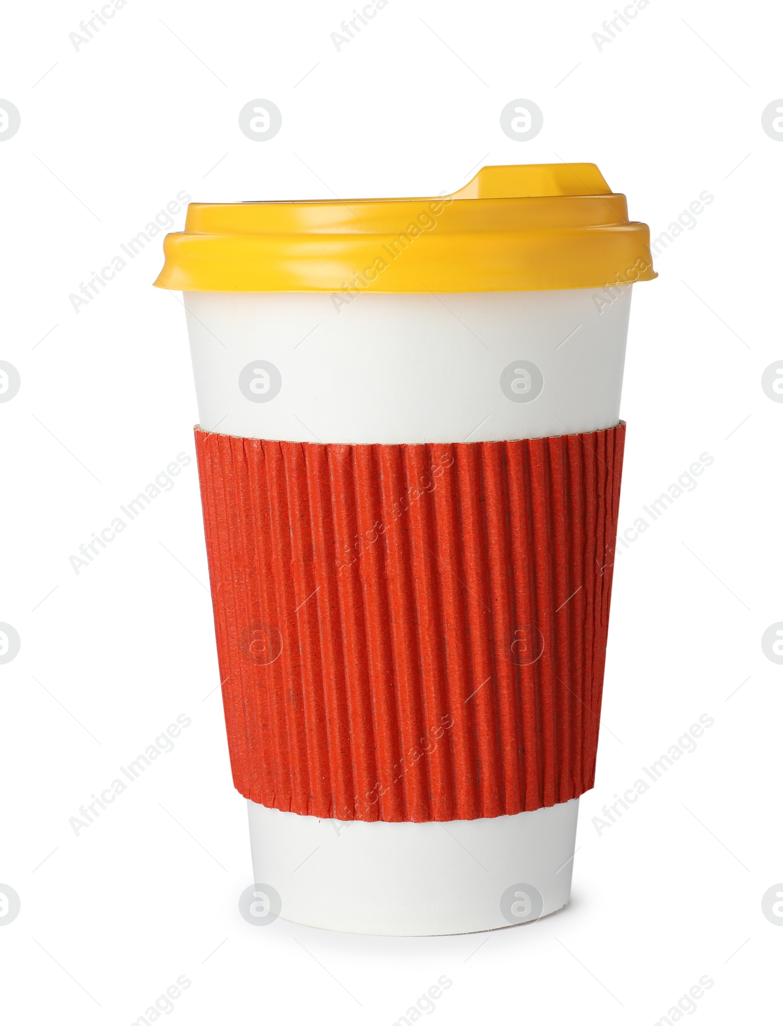 Photo of Paper coffee cup with lid isolated on white