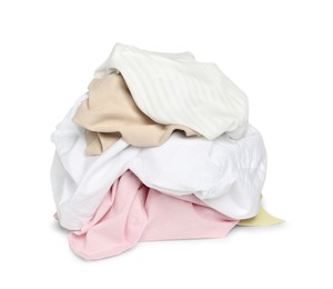 Pile of colorful clothes isolated on white