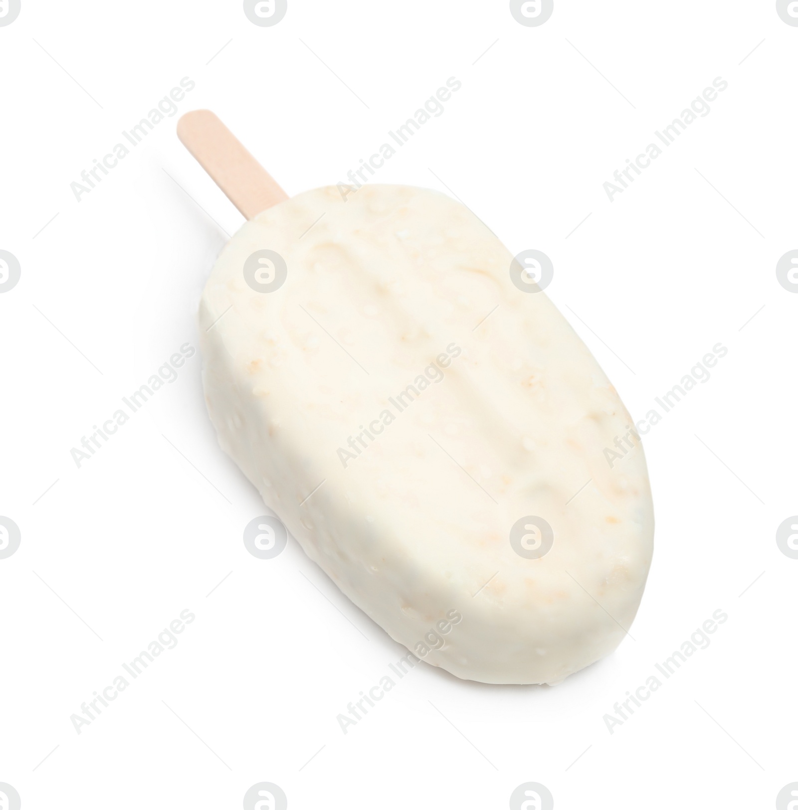 Photo of Ice cream bar with glaze on white background