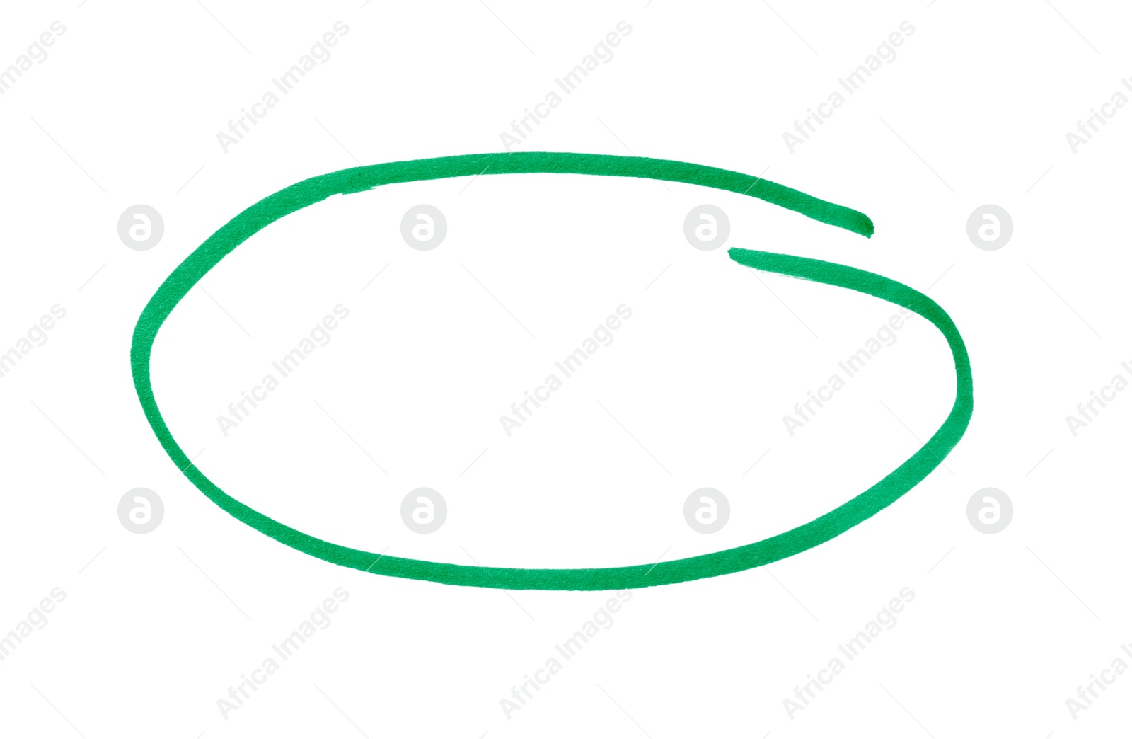 Photo of Ellipse drawn with turquoise marker isolated on white, top view