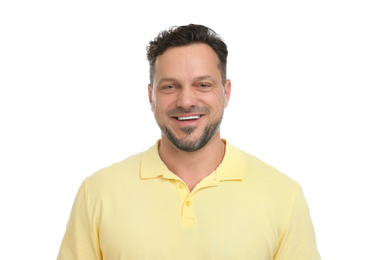 Portrait of handsome man on white background