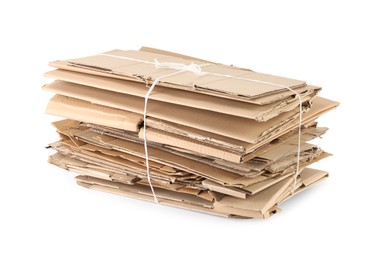 Stack of cardboard pieces isolated on white