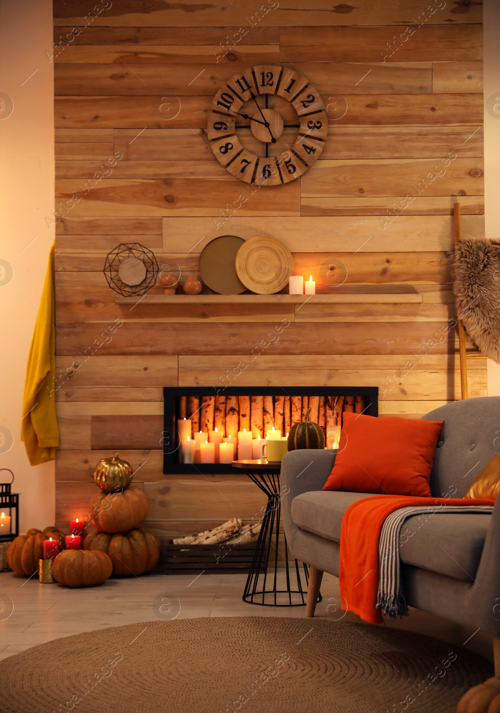 Photo of Cozy living room interior inspired by autumn colors