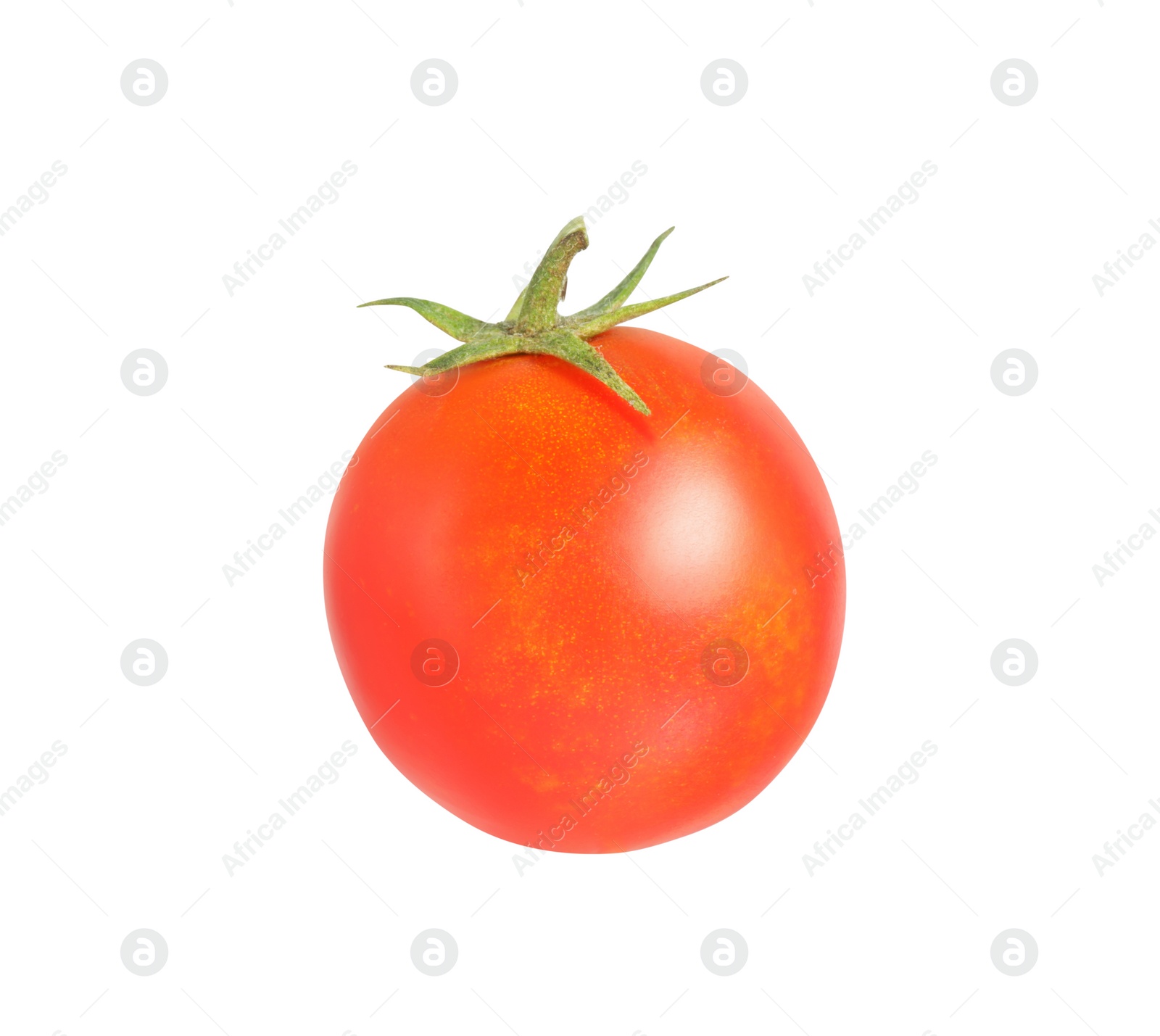 Photo of One ripe cherry tomato isolated on white