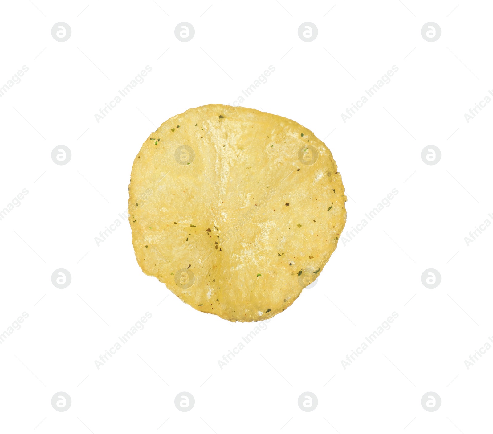Photo of Tasty crispy potato chip isolated on white
