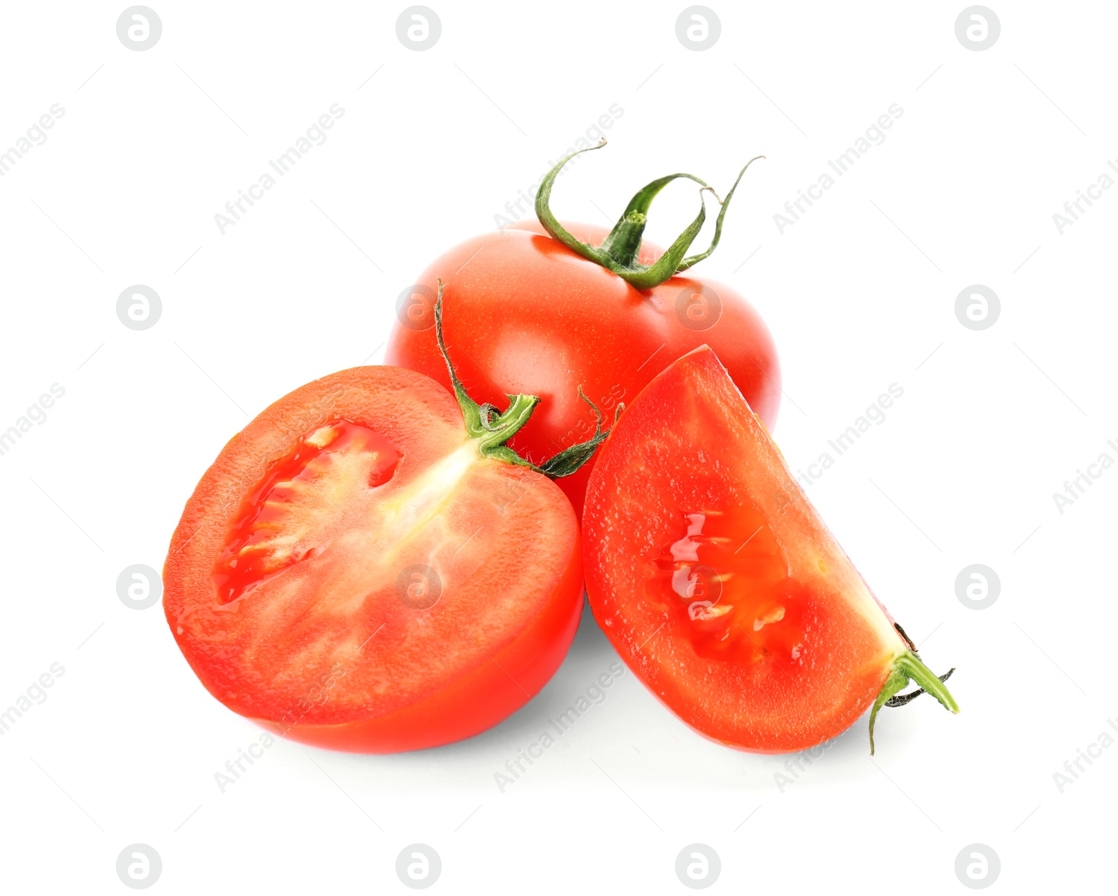 Photo of Fresh ripe red tomatoes on white background