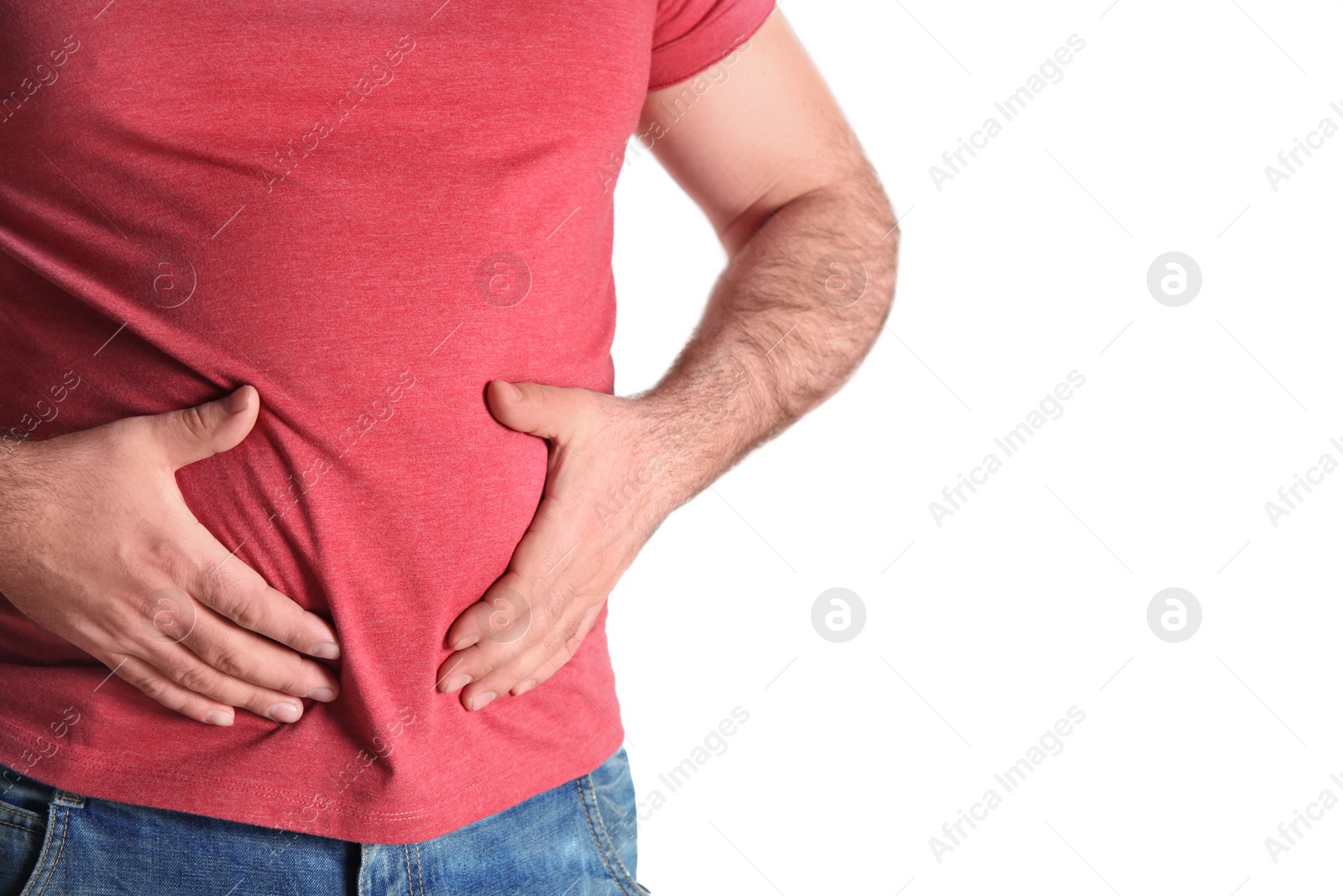 Photo of Overweight man on white background