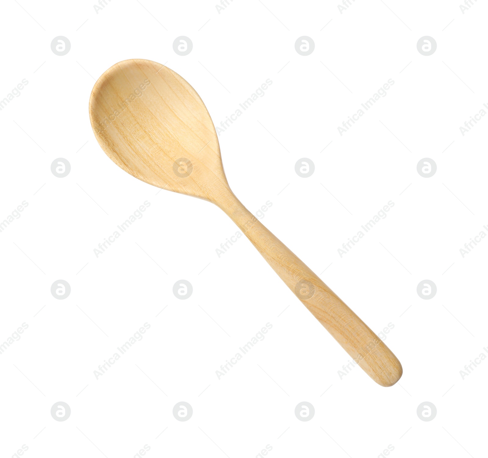 Photo of One empty wooden spoon isolated on white