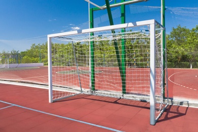 Image of Football gate on field at outdoor sports complex