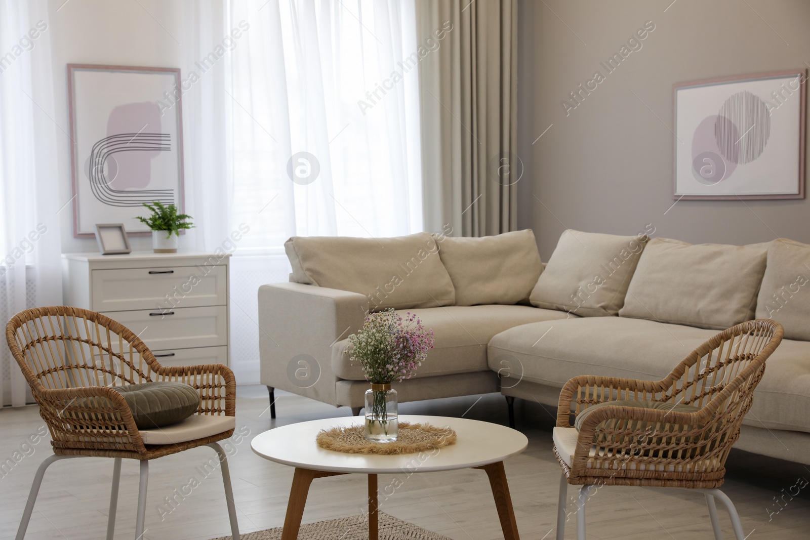 Photo of Stylish living room interior with comfortable furniture