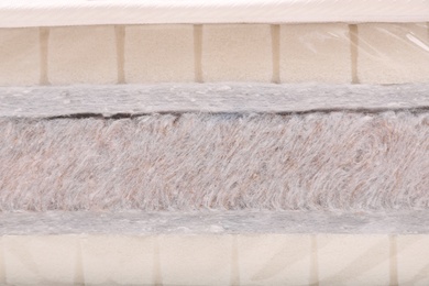 Image of Sample of modern orthopedic mattress as background, closeup