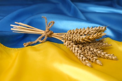Bunch of wheat on Ukrainian national flag