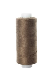Spool of brown sewing thread isolated on white