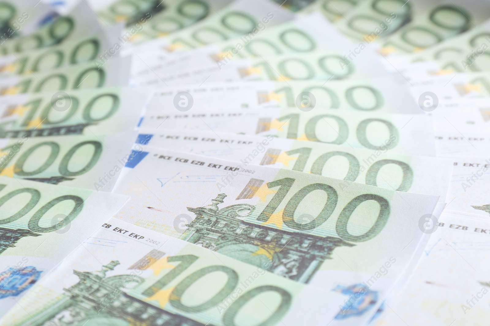 Photo of Euro banknotes as background, closeup. Money and finance