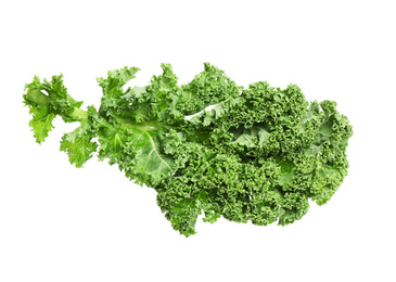 Fresh green kale leaf isolated on white