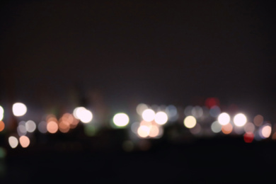 Blurred view of port at night. Bokeh effect