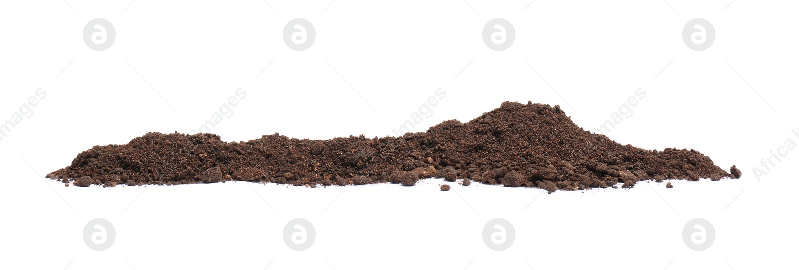 Photo of Pile of humus soil isolated on white