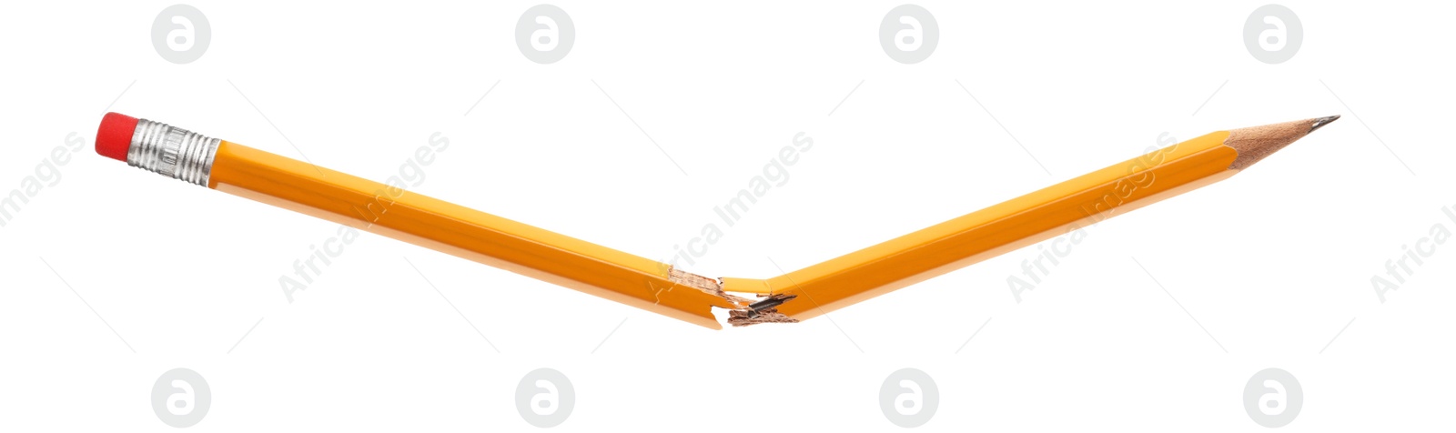 Photo of Broken graphite pencil on white background. School stationery