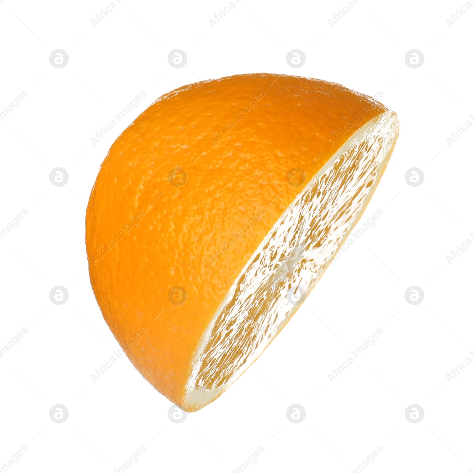 Photo of Half of ripe orange isolated on white