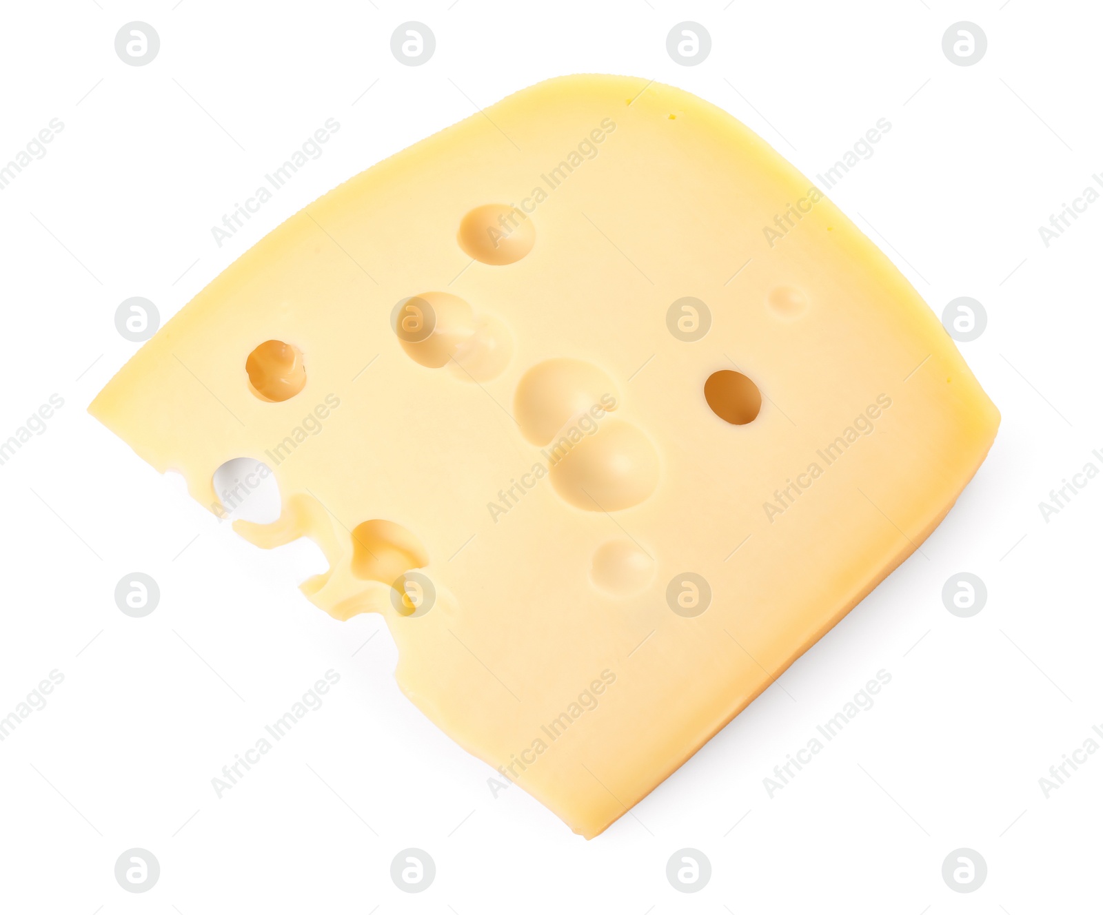 Photo of Piece of delicious cheese isolated on white