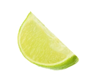 Photo of Slice of fresh lime on white background