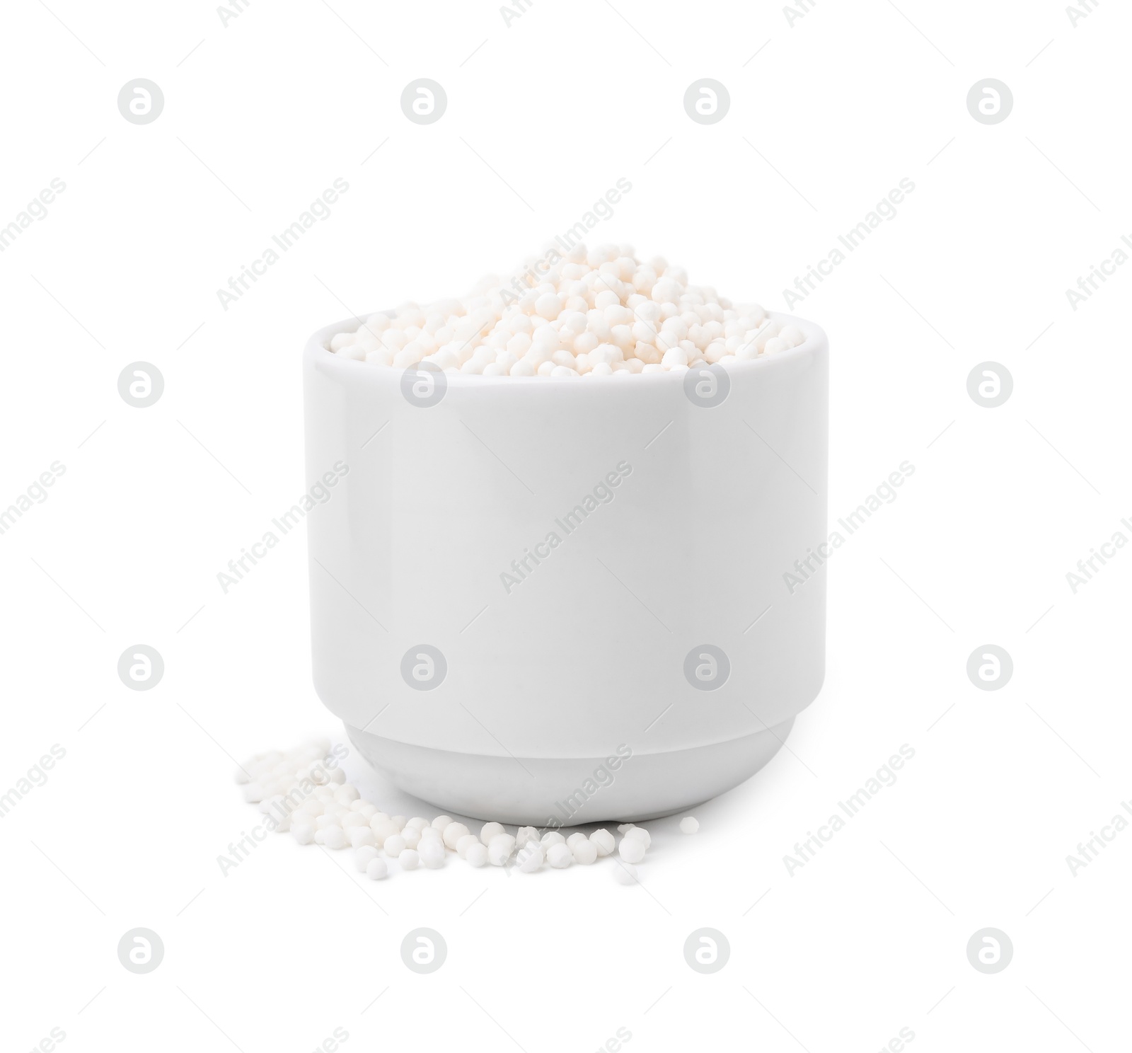 Photo of Tapioca pearls in cup isolated on white