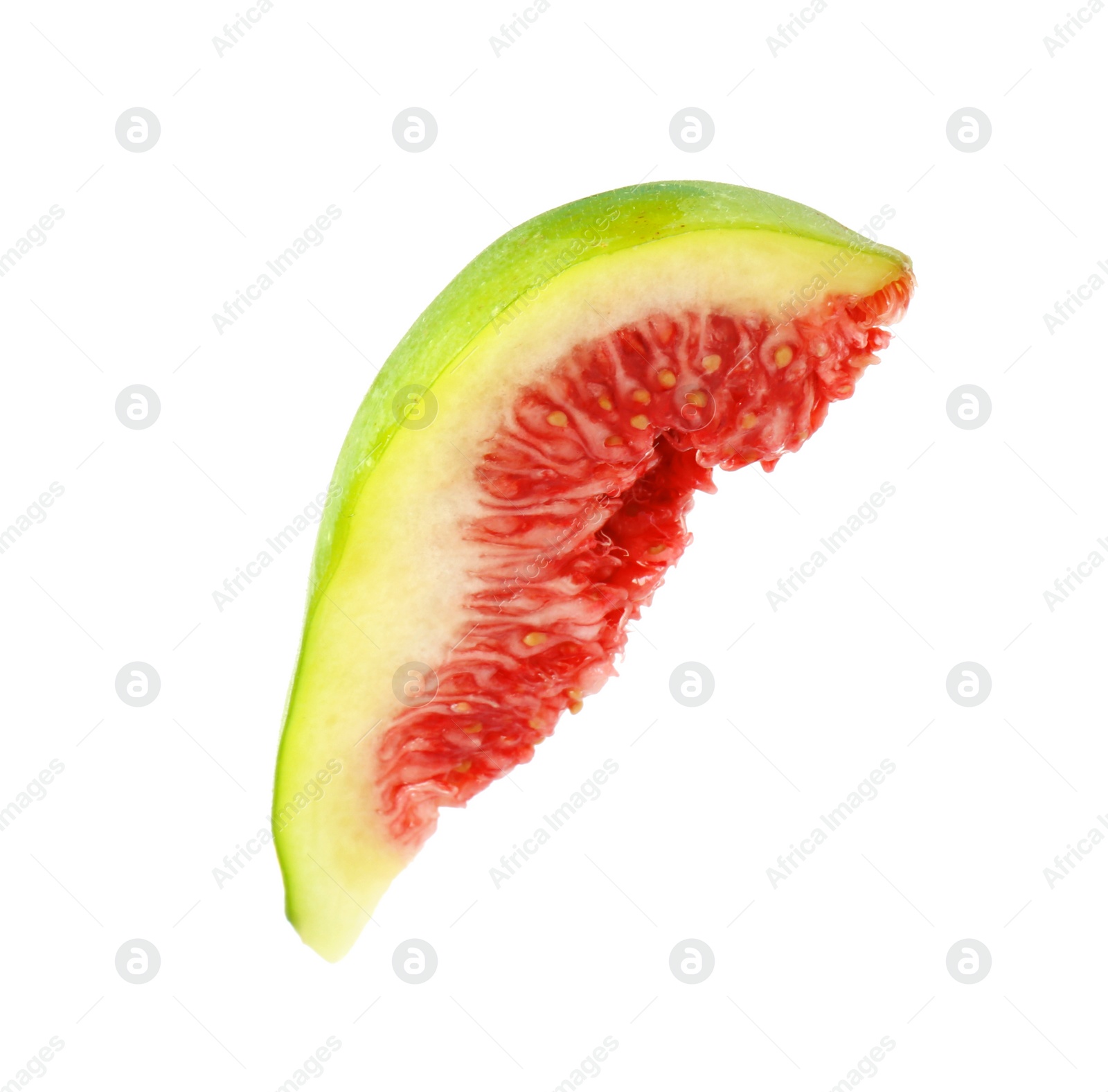 Photo of Slice of fresh green fig isolated on white