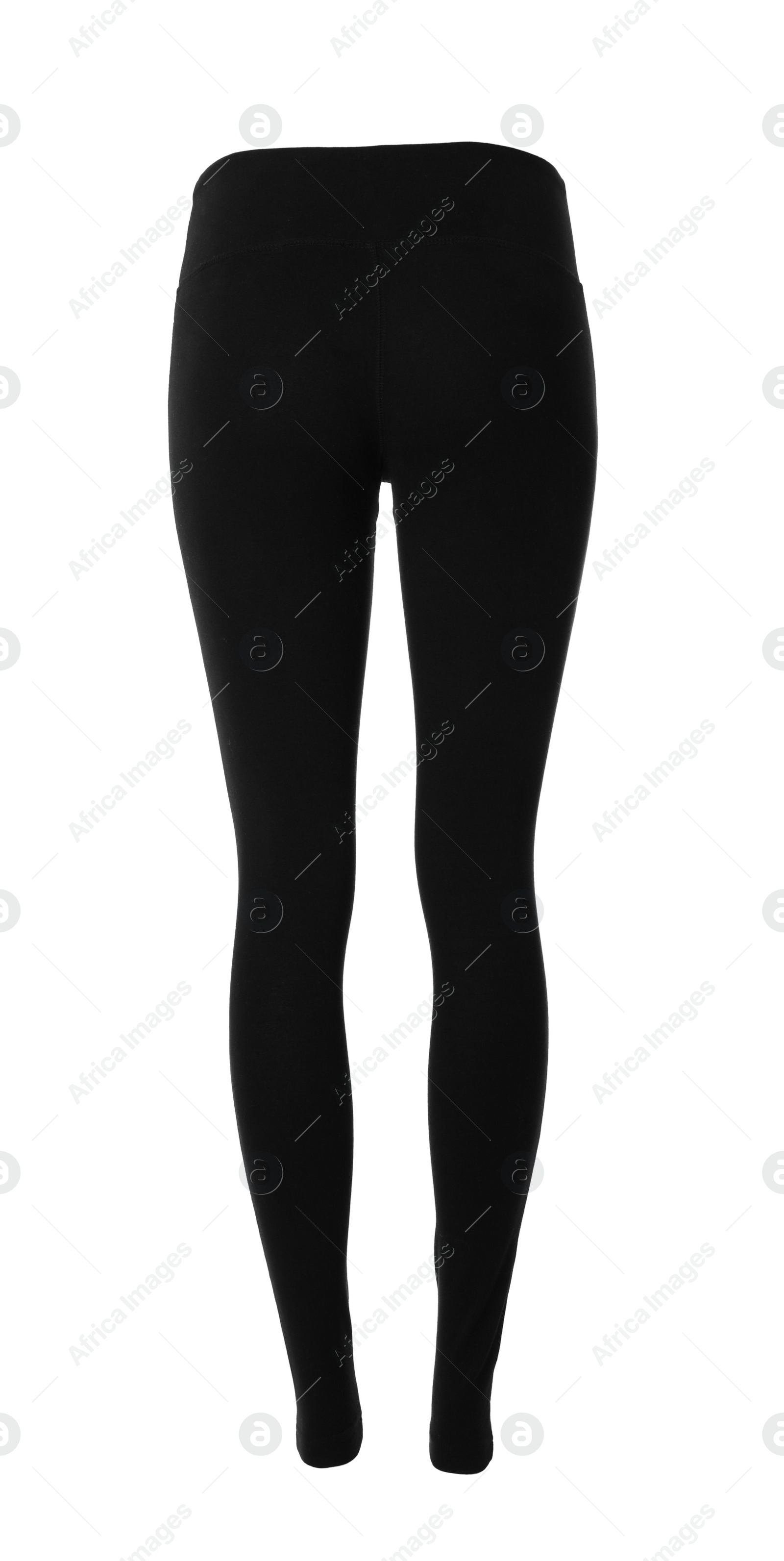 Photo of Black women's leggins isolated on white. Sports clothing