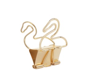 Flamingo shaped binder clip isolated on white. Stationery item