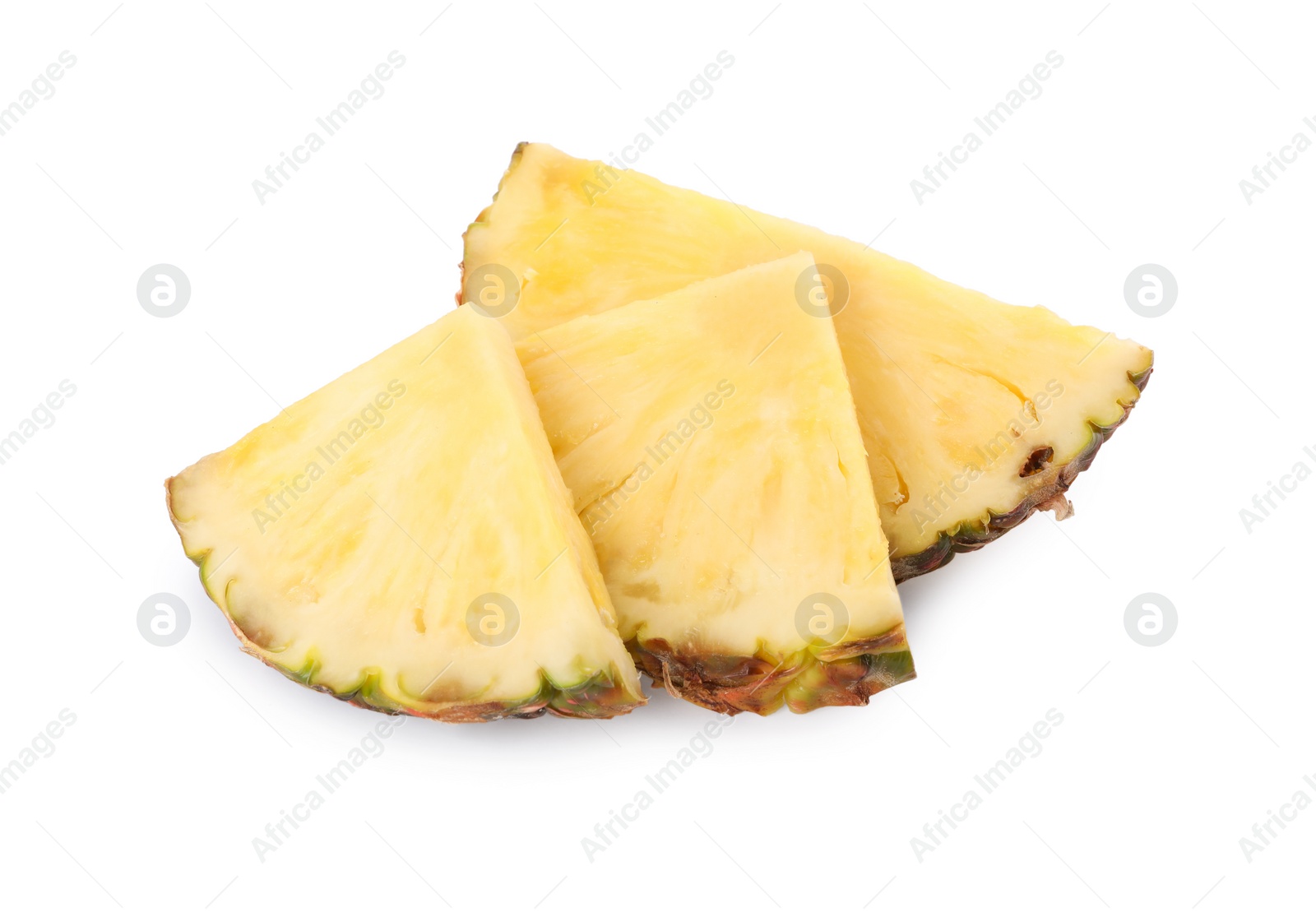 Photo of Slices of tasty ripe pineapple isolated on white