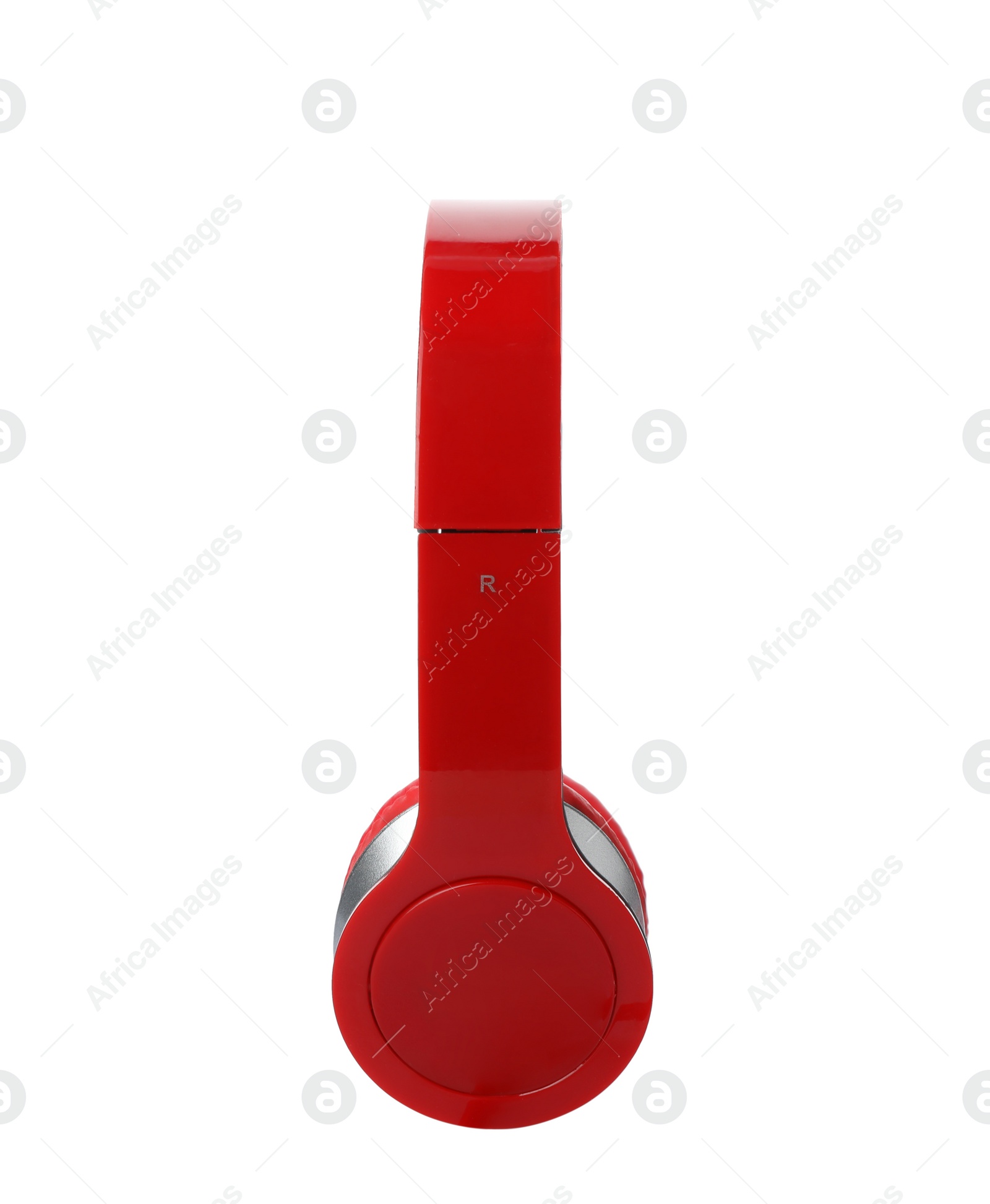 Photo of Stylish modern headphones with earmuffs on white background