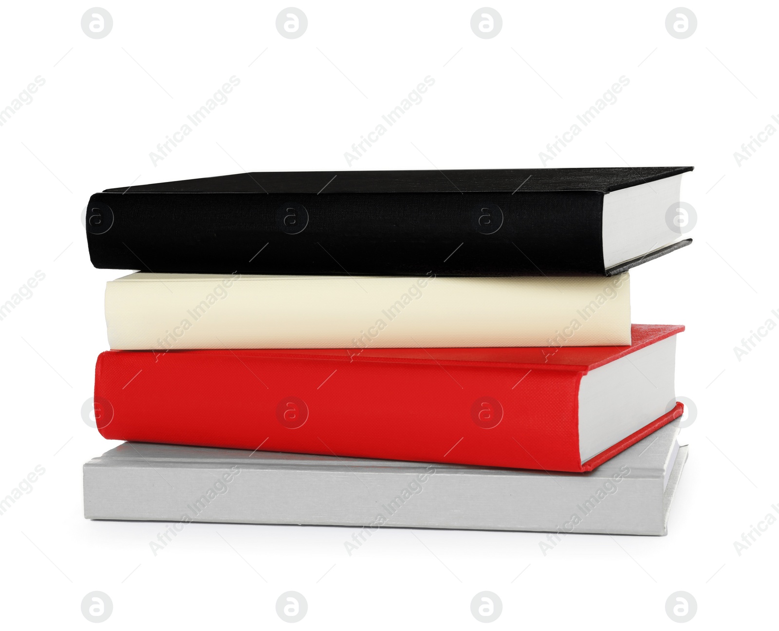 Photo of Stack of hardcover books isolated on white