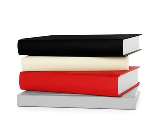 Photo of Stack of hardcover books isolated on white