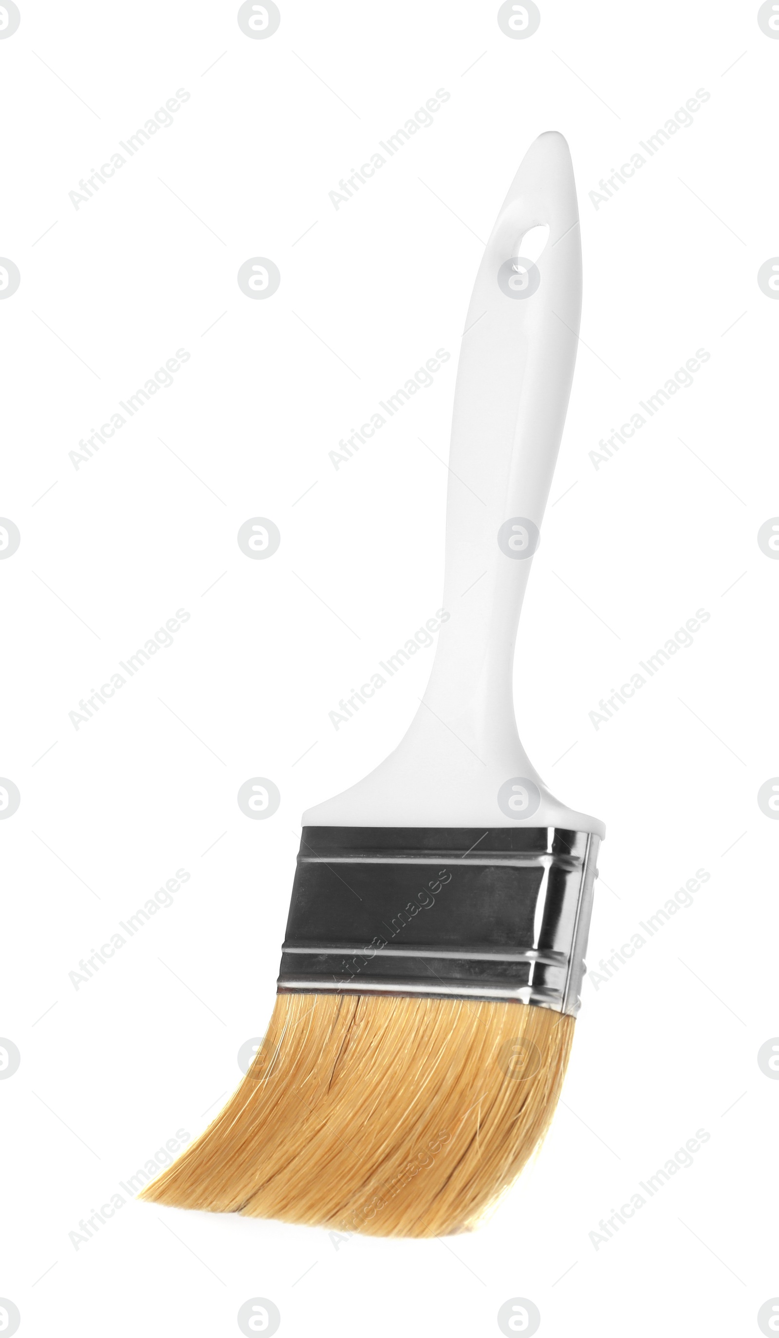 Photo of New paint brush on white background. Decorating tool