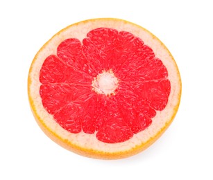 Halved ripe grapefruit isolated on white. Citrus fruit