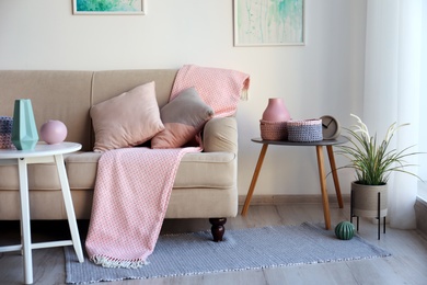 Photo of Living room interior with beautiful decorative elements