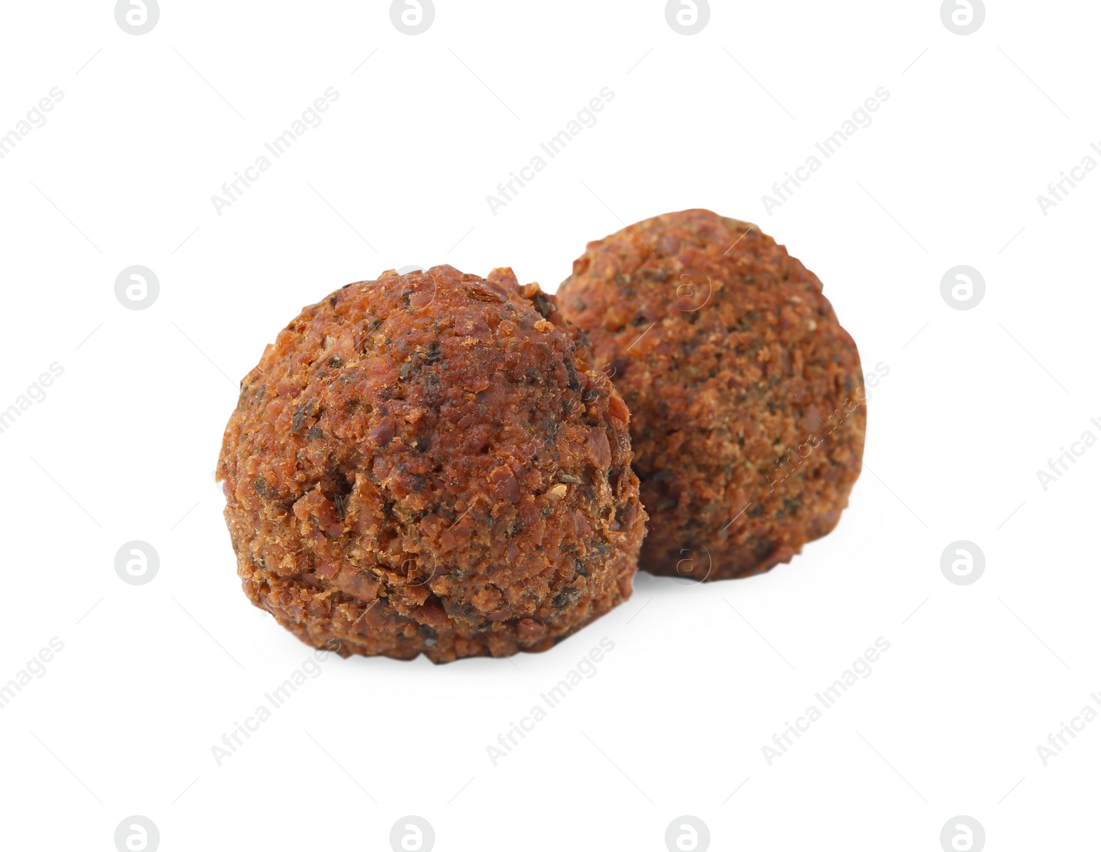 Photo of Two delicious falafel balls isolated on white