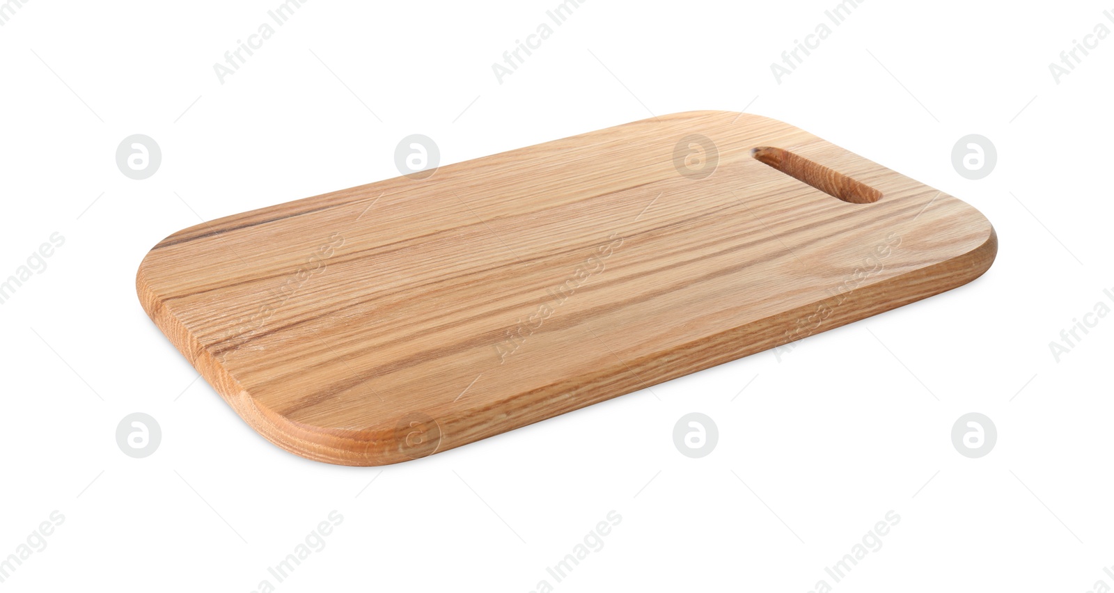 Photo of One wooden cutting board isolated on white