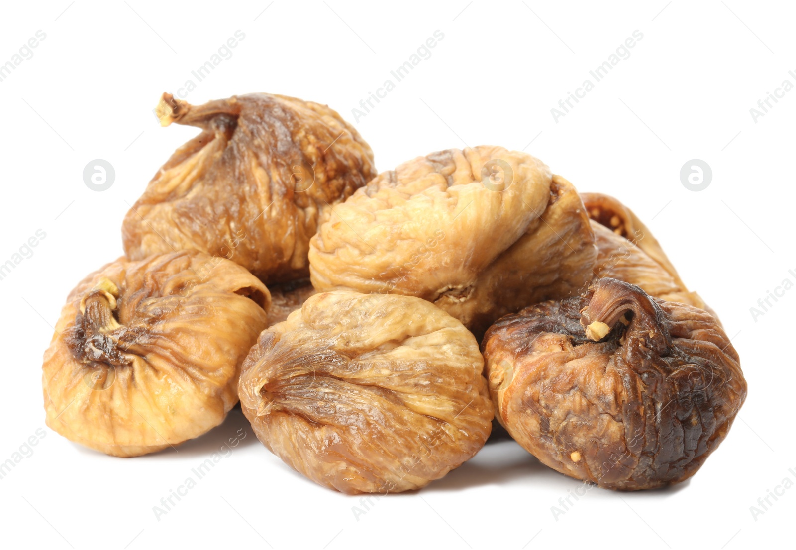 Photo of Delicious dried fig fruits on white background. Organic snack