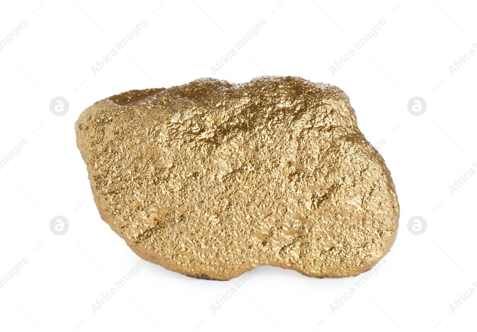 Photo of One beautiful gold nugget on white background