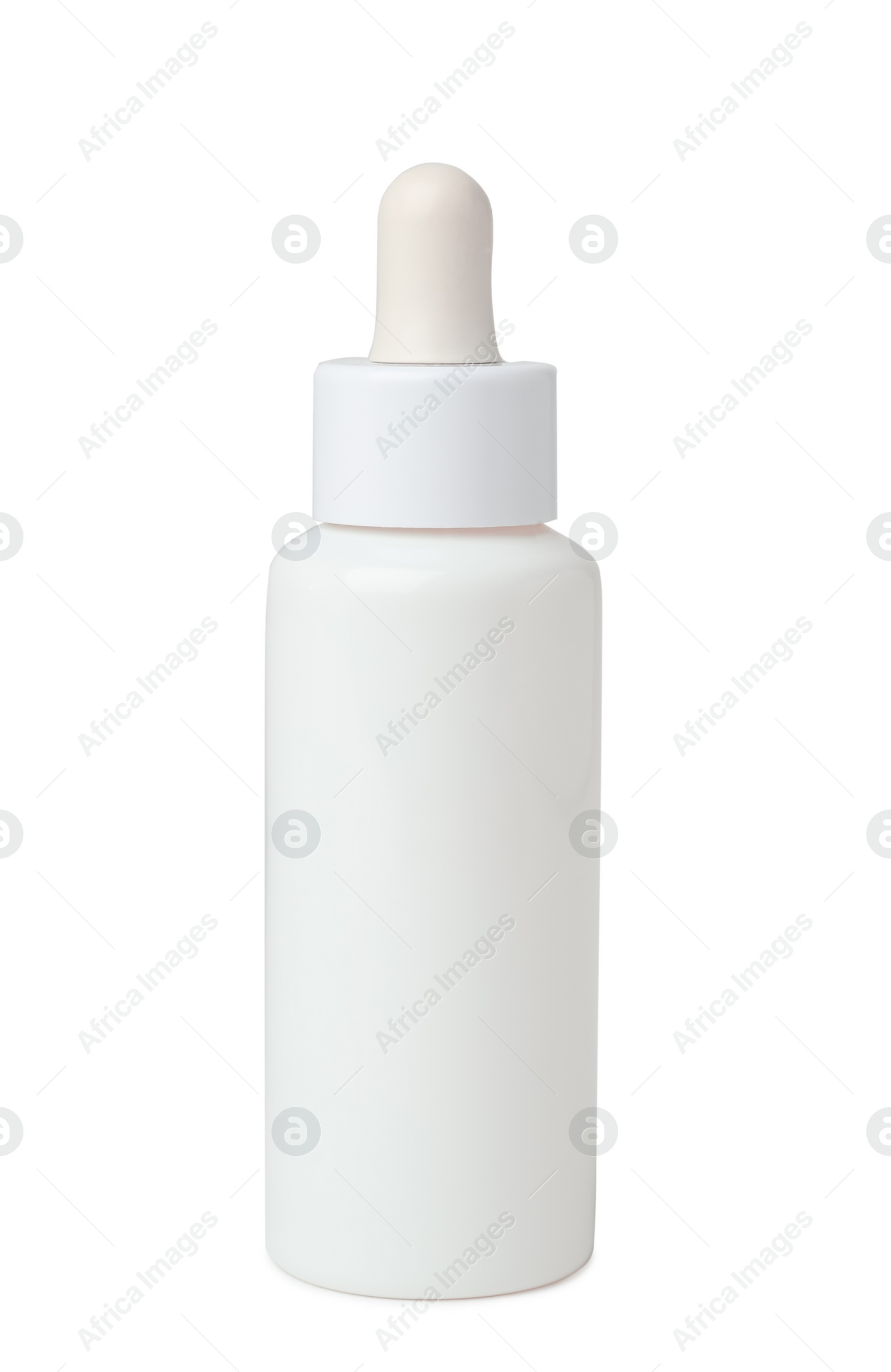 Photo of Bottle of cosmetic product on light background