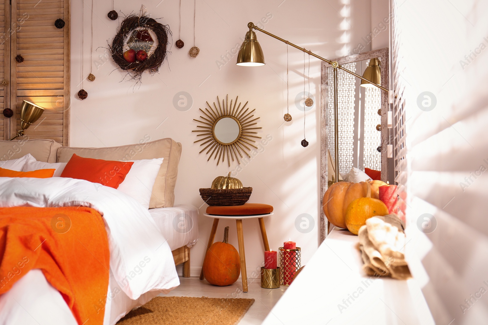 Photo of Cozy bedroom interior inspired by autumn colors