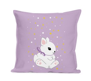 Image of Soft pillow with cute print isolated on white