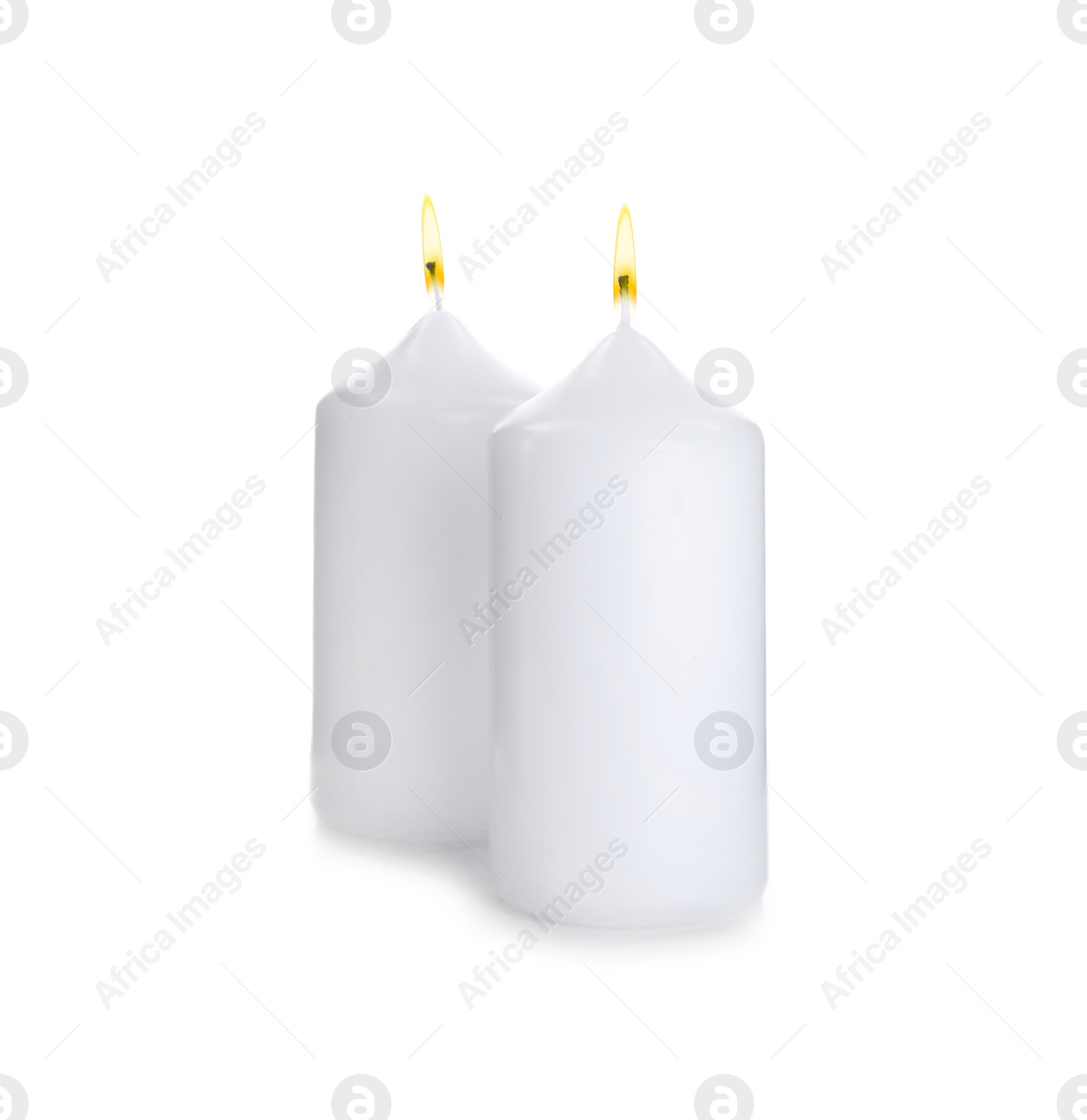 Photo of Wax candles with wicks isolated on white