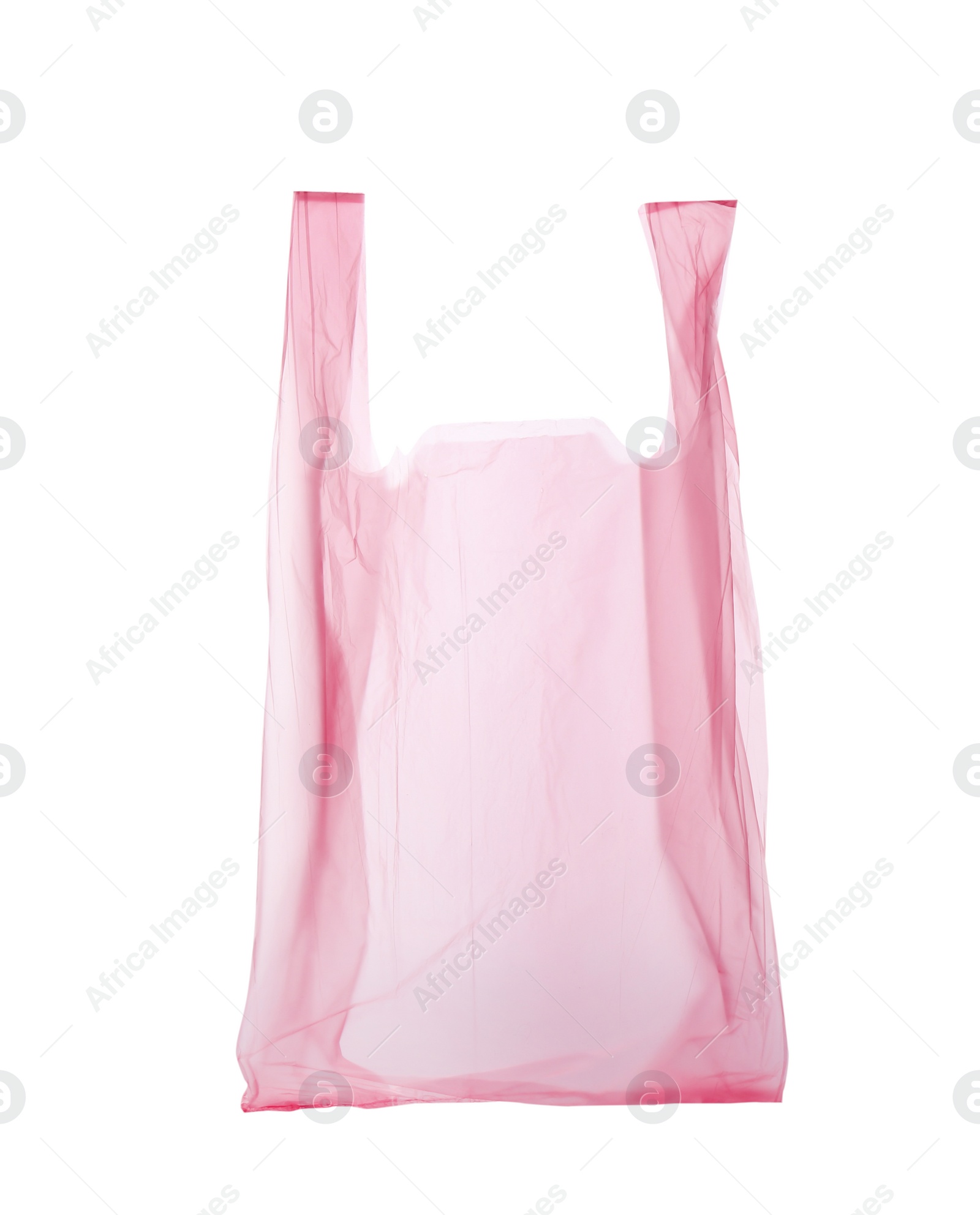 Photo of Clear disposable plastic bag on white background